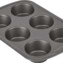 GoodCook Everyday Nonstick Steel Muffin Pan, 6 cup, Gray