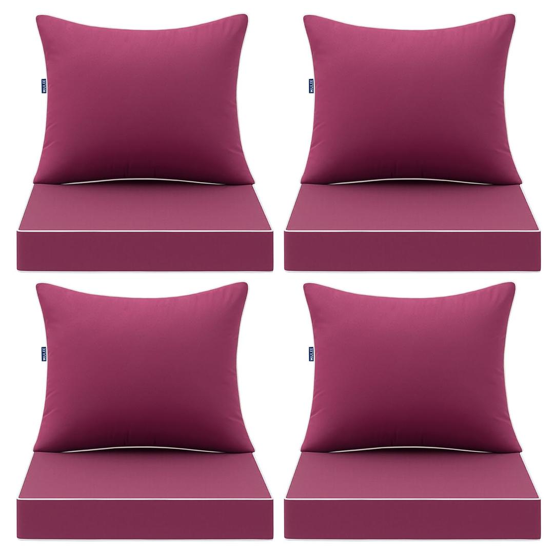 MIULEE Hot Pink Outdoor Seat Cushion 24x24 Set of 4 Waterproof Cushions