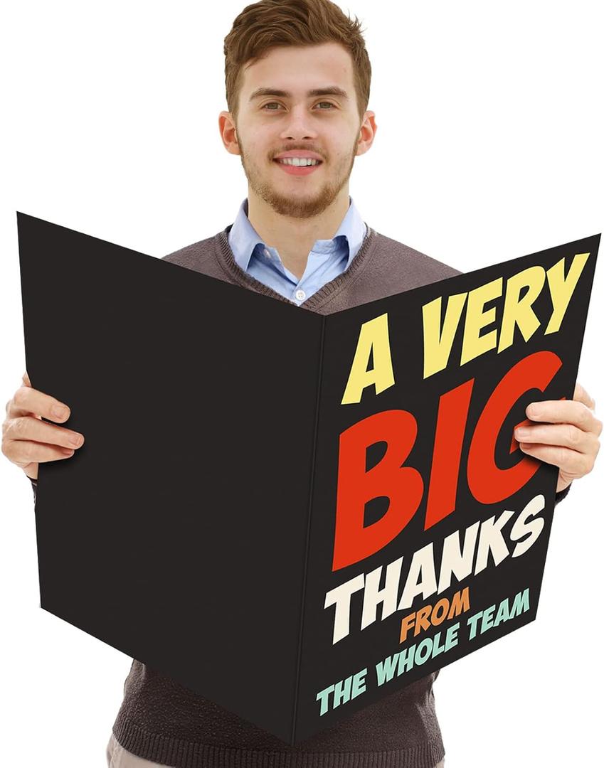Jecery 3 Pack Large Thank You Card with Envelope 9 x 12 Inch Big Thank You Cards Jumbo Greeting Card Thanks for Coach Team Baby Shower Birthday Party Engagement Gift(Bright Style)