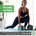 Gaiam Yoga Block - Supportive Latex-Free Eva Foam - Soft Non-Slip Surface with Beveled Edges for Yoga, Pilates, Meditation Black, 2 Blocks w/Strap