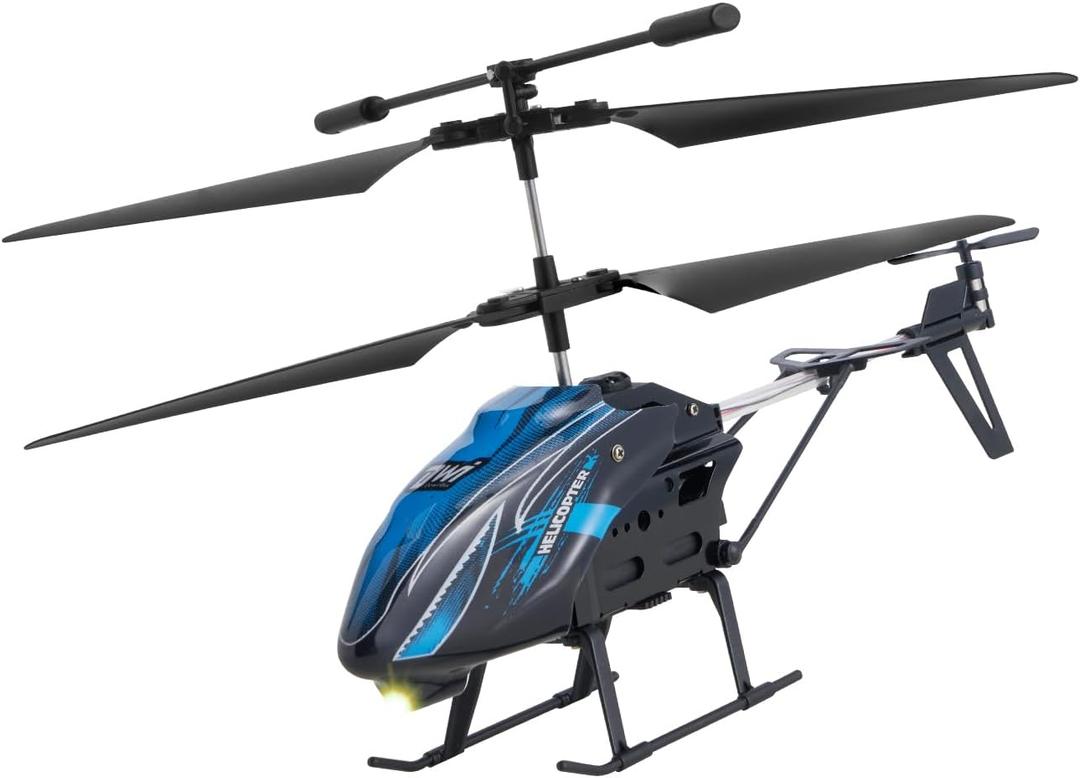 VEVOR RC Helicopter, 2.4GHz Flying Remote Control Helicopter, 3.5 Channel RC Airplane for Kid, 16 Mins Flight Time, Altitude Hold, One-Key Takeoff/Landing & LED Lights, Toys for Kids Ages 8 and up (9.06 inches, Blue-shark)