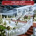 470ft Outdoor Christmas Lights, 1500 LED Super Long String Lights 12 Modes & Timer Memory, Dimmable Outsite Waterproof Light Strings for Xmas Tree Garden Wedding Party Holiday Decorations Cool White
