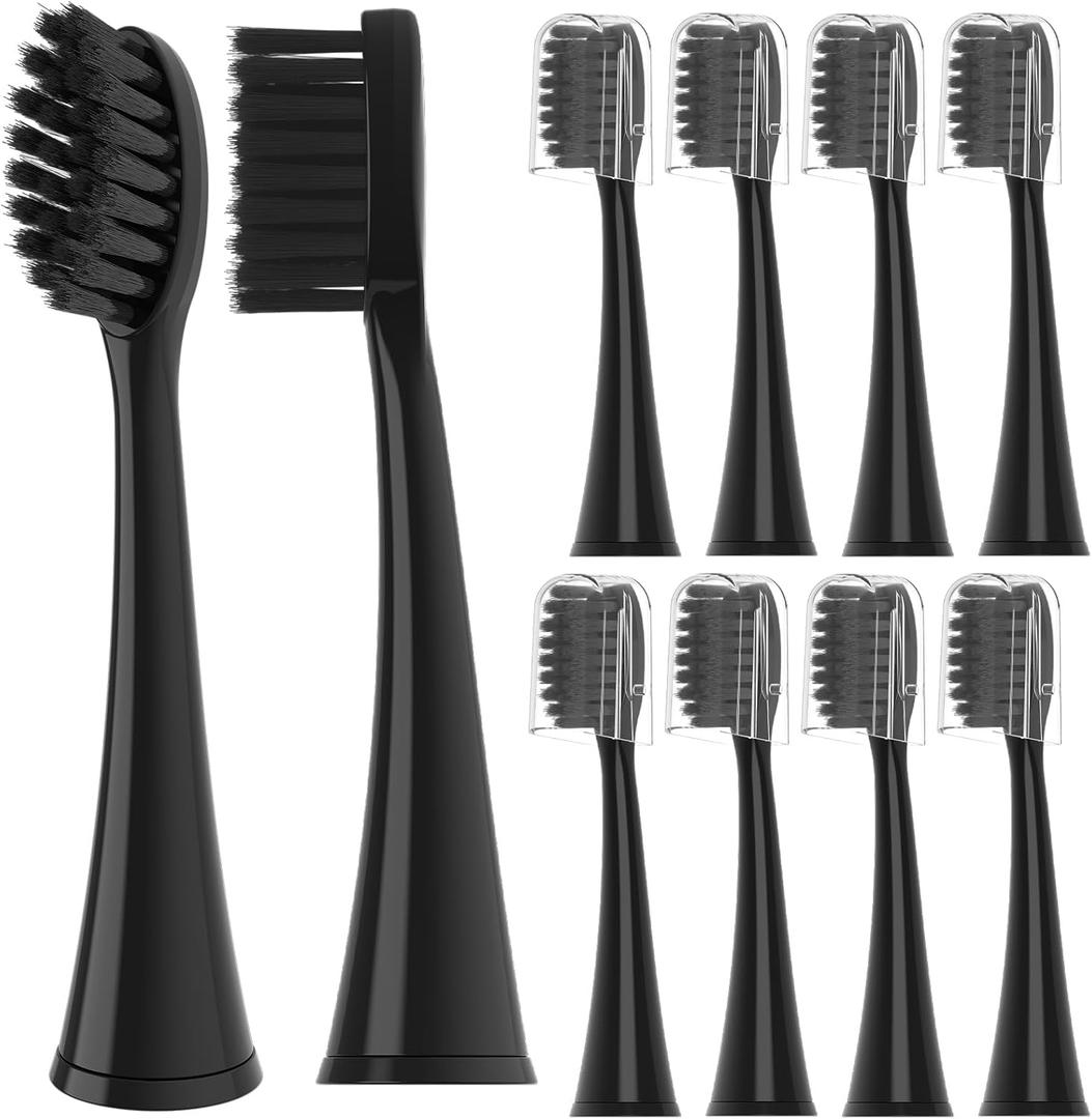 10 Pack Replacement Toothbrush Heads Compatible with Burst Electric Toothbrush, YMPBO Toothbrush Heads for Burst Sonic Toothbrush, Deep Cleaning Bristle Design, Black