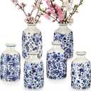 6 Pcs Blue and White Vase Ceramic Chinoiserie Vase Porcelain Small Oriental Bud Ceramic Chinese Flower Jardiniere for Home Office Table Centerpiece