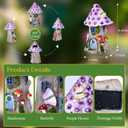 Fairy Garden House Outdoor Figurine Lights, Fairy Houses for Outside, Garden Statues Mushroom House, for Patio, Yard, Balcony Decoration, Outdoor Decorations Yard and Birthday Gifts for Mom Women