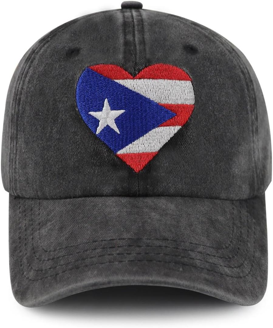 Puerto Rico Hat for Men Women, Adjustable Cotton Embroidered Baseball Cap (Usa Flag Black) Puerto Rico Hat for Men Women, Adjustable Cotton Embroidered Baseball Cap (Usa Flag Black)