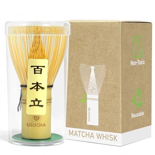 Bamboo Matcha Whisk, Handcrafted Organic Traditional Japanese Chasen, Matcha Stirrer Green Tea Preparation Mixing Tool Accessory (100 Prongs)