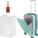 22×14×9 Airline Approved Carry On Luggage with Front Open Pocket Expandable, Spinner Wheels, ABS+PC Hardshell Small 20inch Suitcase with Protective Cover and Luggage Tag, Mint Green