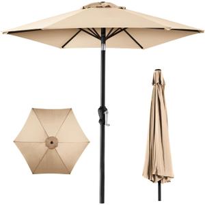Best Choice Products 10ft Outdoor Steel Polyester Market Patio Umbrella w/Crank, Easy Push Button, Tilt, Table Compatible - Sand