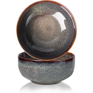 22 Ounce Serving Bowls Set - Ceramic Bowl Set of 2-5.75 inch for Salad, Soup,Cereal Bowls for Kitchen (Caramel Brown)