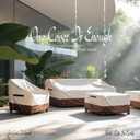 JinHrtoyi 3-Seater Outdoor Couch Cover, 79Wx38Dx35H inches Outdoor Furniture Covers Waterproof,100% Waterproof Heavy Duty Patio Furniture Covers,Beige&Brown Modern Style Outdoor Sofa Cover