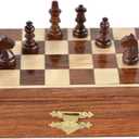 Magnetic Travel Pocket Chess Set - Staunton 7x7 Inch Folding Game Board - Handmade in Fine Rosewood - 2 Players, Age 14+