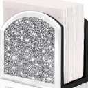 Wocred Mirror Napkin Holder,Crystal Crushed Diamond Vertical Holder,Cute Glass Mirror Napkin Holder for Counter or Table.(5.9X5.9X3)