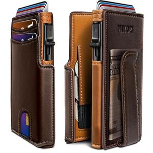 miyozi Men Wallet,with Money Clip Coins Pocket ID Window,Slim Front Pocket RFID Blocking Pop-up Card Holder 3.9"x 2.7", Gift Boxed