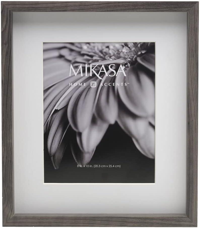 Mikasa 13x1.6x15 Inch Wood Gallery Portrait Frame, Displays one 12x14 Photo Without Mat or 8x10 Photo With Mat, Gray