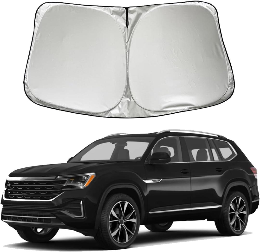 Car Windshield Sun Shade Sunshade Compatible with Volkswagen VW Atlas 2025 2024 2023 2022-2018 (Not for Cross Sport) Accessories, Foldable Car Front Window Sun Shield Cover