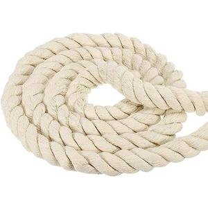 PATIKIL 1 Inch x 10 Feet Natural Twisted Cotton Rope, 3 Strand Tug of War Rope with Sealing Tape for Craft Railings Home Decor, Beige