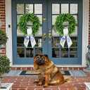 Boxwood Wreaths for Front Door Spring Summer Wreaths Farmhouse Door Hanger,Last Name Year Round Porch Decor, 20 inch Wreath with Personalized Monagram sash Embroidered -20 inch (D)