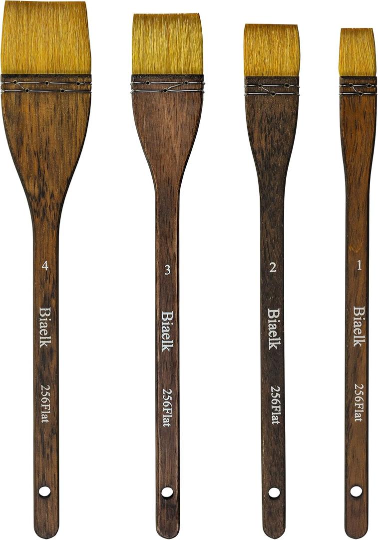 Watercolor Brushes Professional,Biaelk 256Flat 4PCS Synthetic Goat Mixed Hair Watercolor Paint Brush Set for Artists,Size#1#2#3#4 Hake Brushes Set for Face Painting