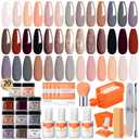 Modelones Dip Powder Nail Kit Starter, 20 Colors Pink Orange Dipping Powder Liquid Set Base&Top Activator for French Nail Art Salon DIY Kit