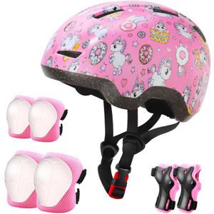 Kids Bike Helmet for Ages 3-8, Toddler Helmet for Boys Girls with Unicorn Print, Adjustable Lightweight Helmet for Cycling Scooter Skateboard