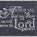 Door mat Outside Entrace,As for me and My House We Will Serve The Black Doormat,Front Funny Door Mat Rubber Backing Non Slip Welcome Mats Entryway Embroidered Doormat Indoor Outdoor Floor Mats 30*18