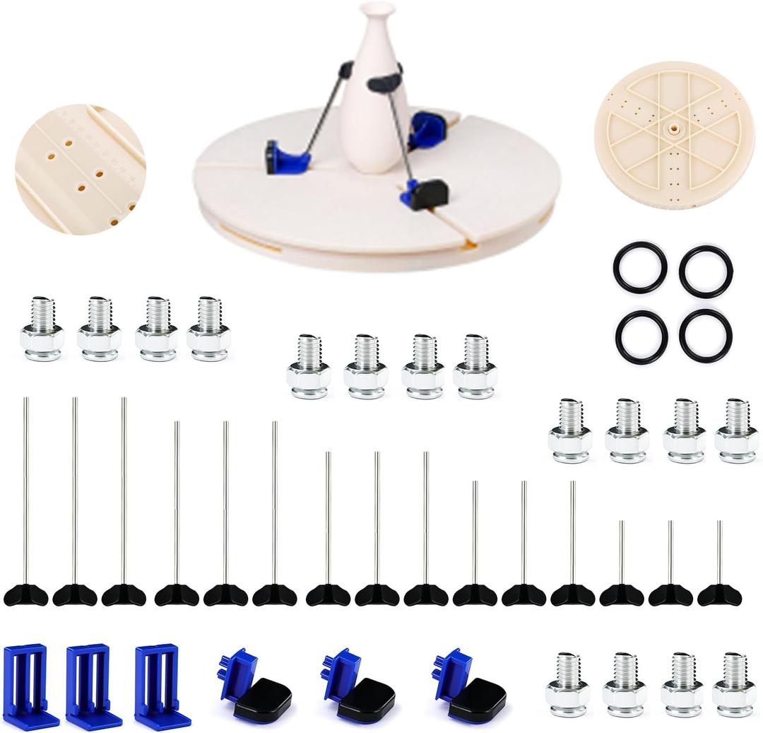 Pottery Machine Turntable Clamp,Ceramics Art Sculpting Clamp Repair Tools,Portable Pottery Centering ToolAdjustable Ceramic Art Repair Tool for Ceramic Beginners Professionals,White