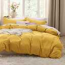 Bedsure Mustard Yellow Duvet Cover Queen Size - 3 Pieces Prewashed Extra Soft Bedding Set, Includes 1 Duvet Cover 90x90 Inches with Zipper Closure & 2 Pillow Shams, Comforter Not Included