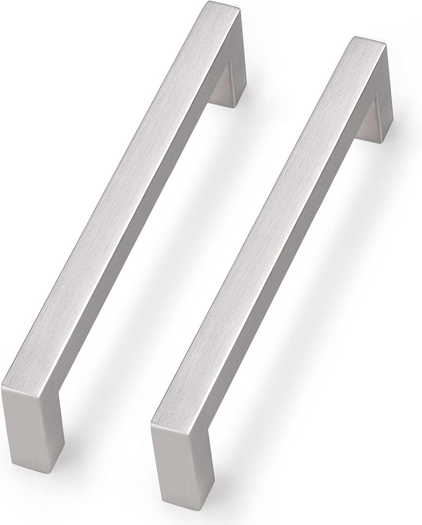 Probrico 5 Inch Stainless Steel Cabinet Handles Pack of 10, Modern Kitchen Cupboard Handles 5 Inch Holes Centers Cabinet Drawer Pulls Brushed Nickel 5.5 Inch Total Length