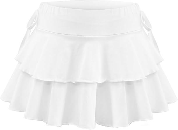 Women Summer Tennis Tiered Skirts Athletic High Waisted Ruffle Mini Skirts with Shorts S Women Summer Tennis Tiered Skirts Athletic High Waisted Ruffle Mini Skirts with Shorts S