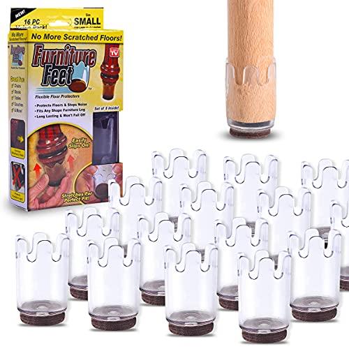 Bird&Fish Furniture Feet Floor Protectors Chair Leg Caps Table Leg Felt Pads Covers Free Moving Non Slip for Wood Floor Fit for Round Legs Diameter 1-1 1/4 in - Small (16 Pack)