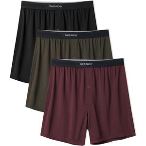 DAVID ARCHY Mens Boxer Shorts Underwear Quick Dry Breathable Mens Boxers Moisture Wicking Boxers for Men 3 or 5 Pack (Olive Green/Black/Grape Purple) XL