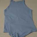 REORIA Butsmooth Womens Basic Sexy Sleeveless Racer Back Halter Neck Bodysuit Tank Tops (Small, Sky Blue)