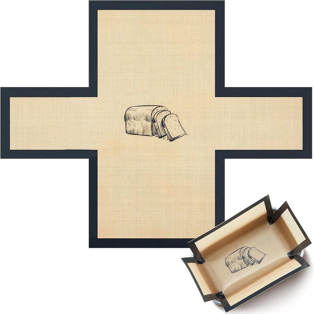 LemonRoad 2 Pack Silicone Bread Loaf Pan Liners 9 x 5 Inch, Nonstick and Reusable Bread Sling Lifters Silicone Baking Mat for Loaf Pan