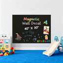 Magnetic Chalkboard Wall Decal : Large 40" X 30" Peel and Stick Adhesive Contact Paper for Kids Room Playroom Safe Educational Learning and Drawing Board (Black)