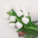 20PCS Tulips Artificial Flowers Faux Silk Tulip Stems Fake Flowers Bouquets for Vase Wedding Home Decoration White