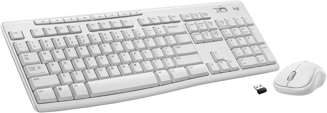 Logitech MK270 Wireless Keyboard and Mouse Combo for Windows, 2.4 GHz, 8 Multimedia Keys, PC, Laptop, Wireless Keyboard Compact Mouse Combo - White (1 Pack)