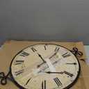 24 Inch Large Farmhouse Wall Clock, Wrought Iron Frame with Retro Gold Finish, Silent Battery Operated Wall Clocks for Living Room, Kitchen, Home Decor