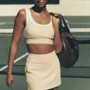 Sarin Mathews Women's Skort 95% Cotton Mini Tennis Skirt with Built-in Shorts and Pockets for Golf Pickleball Running Beige XL (Beige, XL)