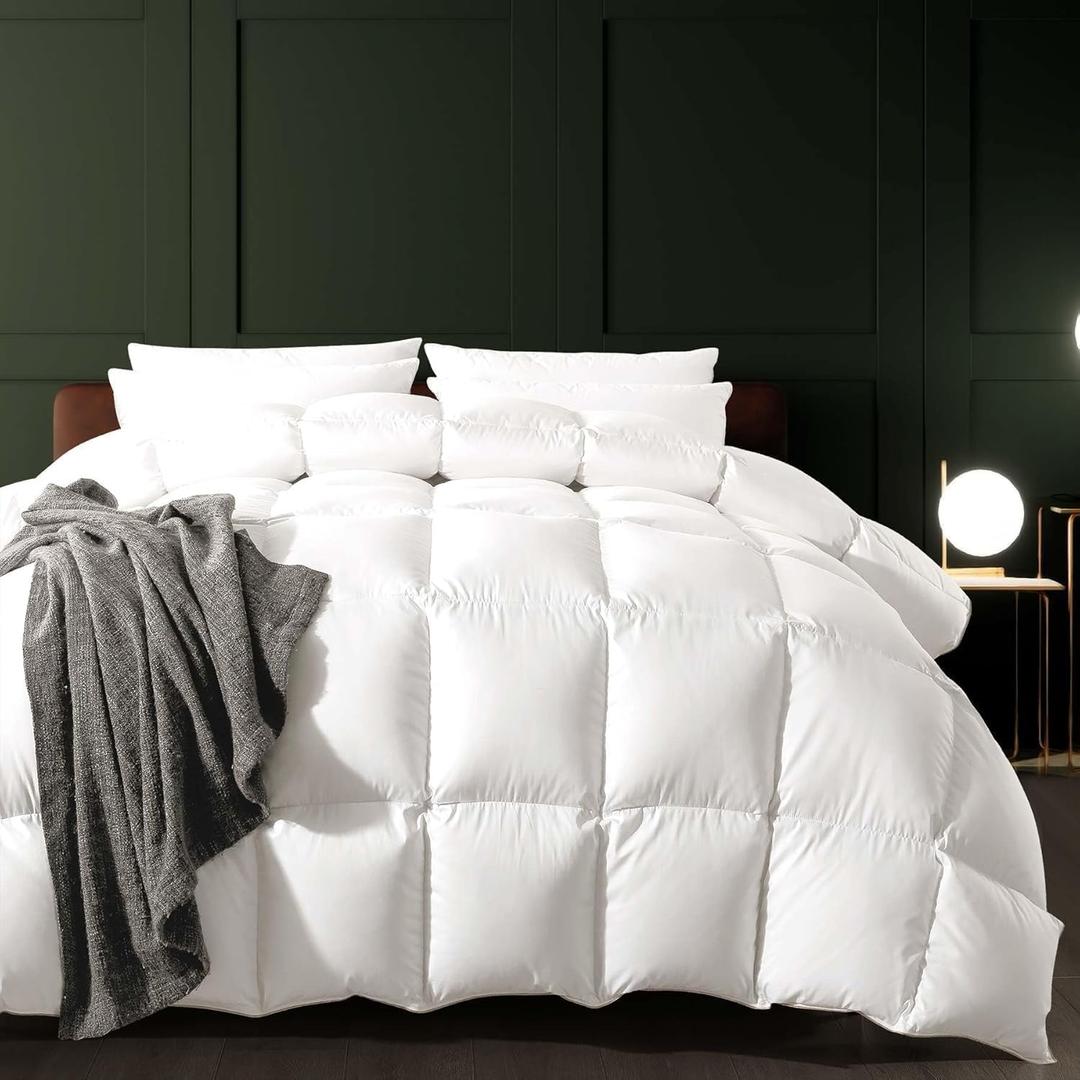 Down Fiber Comforter Queen Size, All Season Duvet Insert Feather Downfiber Filled, Cotton Luxury Hotel Collection with Corner Loops