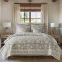 Levtex Home Adare Taupe Reversible King/Cal King Quilt Set (106x92in) and 2 Pillow Shams (36x20in) - Floral Bedding - Taupe White - Cotton King Size Quilt Bedding Set - Lightweight, Soft, Pre-Washed