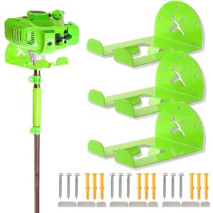 Upgraded Trimmer Rack Wall Mount - 8" Heavy Duty Weed Eater Hanger for Garage Wall Bracket, Garden Power Tool Holder Organizer Hooks for Grass Trimmer, Hedge Trimmer, Leaf Blower and Chainsaw, Green