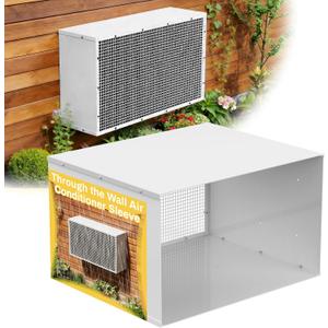 Through The Wall Air Conditioner Sleeve, 26 Inch AC Wall Sleeve with Ventilation Grille, Universal AC Wall Sleeve for TTW Air Conditioner Units, Weather Resistant & Keep Out Leaves