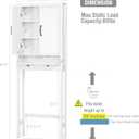 Spirich Over The Toilet Storage Cabinet with Doors and Tilt-Out Cube, White, 23.6" W x 7.8" D x 66.4" H