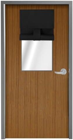 WdFour Classroom Door Curtains - Blackout Shades for Classroom Windows & Doors, No Tool Installation Room Darkening Curtains, Lockdown Window Cover(8W x 36L, 1 Panel, Black)