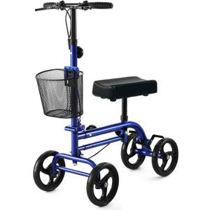 Economy Knee Scooter Steerable Knee Walker All-Terrain Foldable Knee Scooters for Foot Injuries Best Crutch Alternative with Dual Braking System Blue