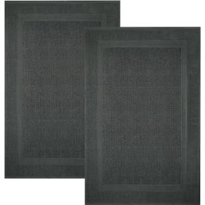 Infinitee Xclusives Premium Cotton Grey Bath Mats Pack of 2, (34x22 Inches) [Not a Bathroom Rug] Ultra Soft and Super Absorbent Floor Mat, Machine Washable (Shadow Grey, Towel Bath Mats)