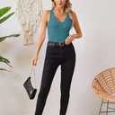 VICHYIE Tank Tops for Women Summer Sleeveless Shirts V Neck Ribbed Slim Fitted Tops Cami Blouses (M)