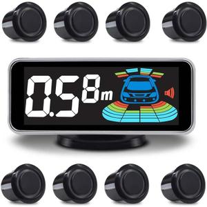 Backup Parktronic System Car Auto Vehicle Reverse with 8 Parking Sensors kit Distance Detection LCD Distance Display Sound Warning  (Black)