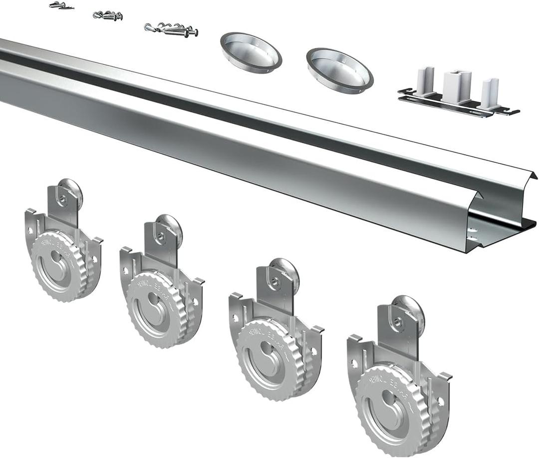 Bypass Sliding Door Hardware 60", Bypass Wardrobe Closet Door Track Set, Smoothly and Quietly, for 2 Door System, XC47-60"